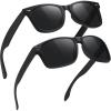 imageMEETSUN Polarized Sunglasses for Men Women Classic Retro Sun Glasses for Driving Fishing UV Protection2 Pack C1 Matte Black FrameGrey Lens