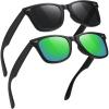 2 Pack Matte Black Frame Grey Lens + Green Mirrored Lens
