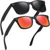 2 Pack Matte Black Frame Grey Lens + Red Mirrored Lens