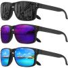 3pack-black+black Frame/Purple Blue Mirror Lens+black/Blue