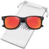 Matte Black Frame Red Mirrored Lens