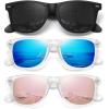 (3 Pack) Matte Clear Frame/Black + Blue + Pink