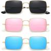 3pack- Gold/Gray+blue Mirror Lens+pink Mirror Lens