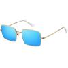 imageMEETSUN Rectangle Polarized Sunglasses for Women Men Retro Classic Square Sun Glasses UV400 Protection Vintage Metal FrameGoldBlue Mirror Lens