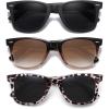 imageMEETSUN Retro Polarized Sunglasses for Women Men Classic Mirror Lens Driving Trendy Sun Glasses UV Protection 3 Pack3 Pack BlackBrown GradientLeopard