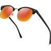 imageMEETSUN Retro Semi Rimless Polarized Sunglasses for Men Women Classic Trendy Driving Sun Glasses UV ProtectionB3matte Black Framegolden RimRed Mirrored Lens
