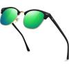 imageMEETSUN Retro Semi Rimless Polarized Sunglasses for Men Women Classic Trendy Driving Sun Glasses UV ProtectionB4matte Black Framegolden RimGreen Mirrored Lens