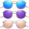 imageMEETSUN Round Polarized Sunglasses for Women Men Classic Retro Metal Frame Sun Glasses UV Protection3 Pack GoldBlue  GoldPink  GoldPurple