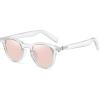 imageMEETSUN Vintage Round Polarized Sunglasses for Women Classic Small Retro Shades UV400 ProtectionClear Framepink Mirror Lens