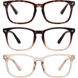 imageMEETSUN 3Pack Blue Light Blocking Glasses Anti Eye Strain Headache Sleep Better Computer Glasses UV400 Lens Black  Brown Gradient  ClearBrown Gradient  Coffee  Tortoiseshell