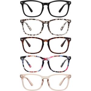 imageMEETSUN 5 Pack Reading Glasses for Women Men Blue Light Blocking Computer Readers Fashion Square Eyeglasses Anti UV Glare5 Pack Mix