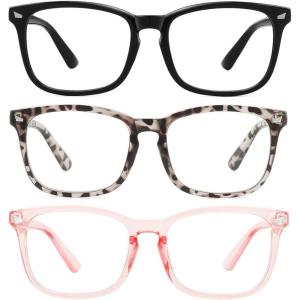 imageMEETSUN Blue Light Blocking Glasses Anti Eye Strain Headache Sleep BetterComputer Reading Glasses UV400 Transparent Lens BlackLeopardTortoise 533 Pack Blackleopardpink