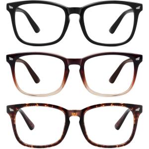 imageMEETSUN Blue Light Blocking Glasses Anti Eye Strain Headache Sleep BetterComputer Reading Glasses UV400 Transparent Lens BlackLeopardTortoise 533 Pack Black  Brown Gradient  Tortoiseshell