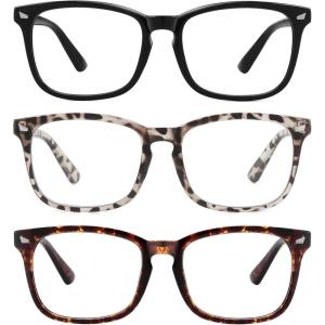 imageMEETSUN Blue Light Blocking Glasses Anti Eye Strain Headache Sleep BetterComputer Reading Glasses UV400 Transparent Lens BlackLeopardTortoise 533 Pack Blackleopardtortoise
