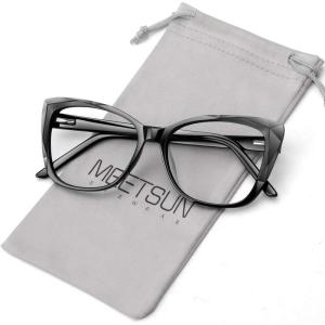 imageMEETSUN Blue Light Blocking Glasses for Women Anti Eyestrain Filter Blue Ray Oversized Computer Game GlasseBlack Frame
