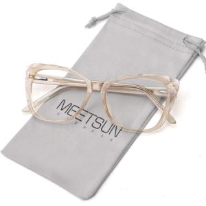 imageMEETSUN Blue Light Blocking Glasses for Women Anti Eyestrain Filter Blue Ray Oversized Computer Game GlasseBrown Frame