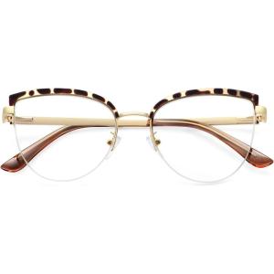 imageMEETSUN Cat Eye Blue Light Blocking Glasses Women Metal Frame Computer Eyeglasses Fake Glasses for Anti Eyestrain ampamp UV GlareLeopard Frame