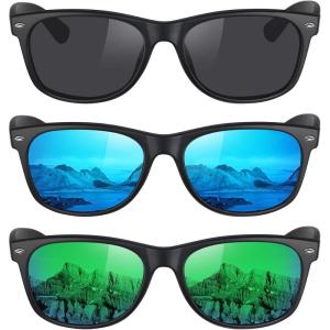 imageMEETSUN Classic Polarized Sunglasses for Women Men Trendy Retro Sun Glasses for Driving UV Protection 3 Pack3 Pack BlackBlue MirroredGreen Mirrored