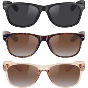 imageMEETSUN Classic Polarized Sunglasses for Women Men Trendy Retro Sun Glasses for Driving UV Protection 3 Pack3 Pack BlackLeopard BrownBrown