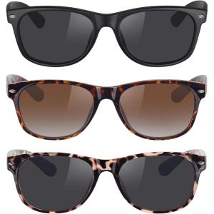 imageMEETSUN Classic Polarized Sunglasses for Women Men Trendy Retro Sun Glasses for Driving UV Protection 3 Pack3 Pack BlackLeopard BrownGrey Leopard