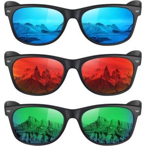 imageMEETSUN Classic Polarized Sunglasses for Women Men Trendy Retro Sun Glasses for Driving UV Protection 3 Pack3 Pack Blue MirroredGreen MirroredRed Mirrored