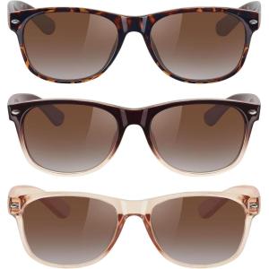 imageMEETSUN Classic Polarized Sunglasses for Women Men Trendy Retro Sun Glasses for Driving UV Protection 3 Pack3 Pack Leopard BrownBrown GradientBrown