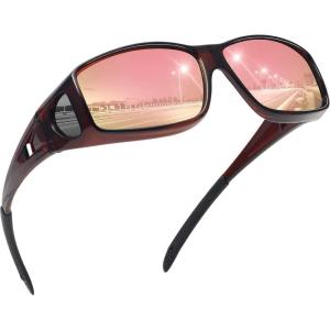 imageMEETSUN Fit Over Glasses Sunglasses for Men WomenWrap Around Sunglasses Polarized UV400 ProtectionBrown Framechampagne Gold Mirror Lens