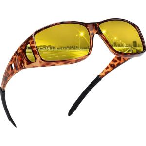 imageMEETSUN Fit Over Glasses Sunglasses for Men WomenWrap Around Sunglasses Polarized UV400 ProtectionLeopard Framenight Vision Lens