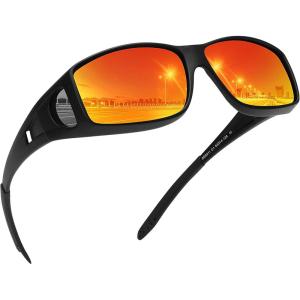 imageMEETSUN Fit Over Glasses Sunglasses for Men WomenWrap Around Sunglasses Polarized UV400 ProtectionZ1black Framered Mirror Lens