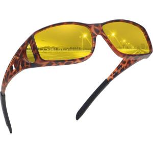 imageMEETSUN Fit Over Glasses Sunglasses for Men WomenWrap Around Sunglasses Polarized UV400 ProtectionZ1matte Leopard Framenight Vision Lens