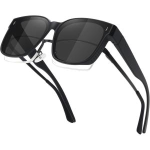 imageMEETSUN Lightweight Fit Over Glasses Sunglasses for Women Oversized Trendy Large Square Polarized Sun Glasses for DrivingBlack