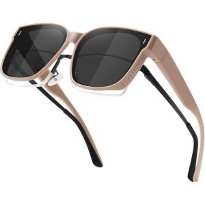 imageMEETSUN Lightweight Fit Over Glasses Sunglasses for Women Oversized Trendy Large Square Polarized Sun Glasses for DrivingBrown