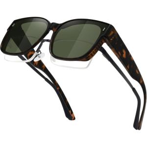 imageMEETSUN Lightweight Fit Over Glasses Sunglasses for Women Oversized Trendy Large Square Polarized Sun Glasses for DrivingBrown Tortoise Green