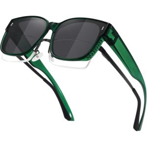 imageMEETSUN Lightweight Fit Over Glasses Sunglasses for Women Oversized Trendy Large Square Polarized Sun Glasses for DrivingGreen