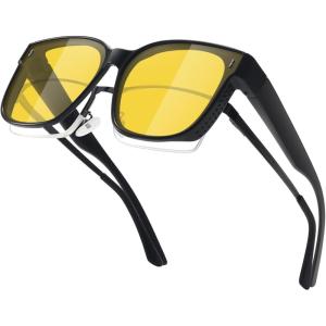 imageMEETSUN Lightweight Fit Over Glasses Sunglasses for Women Oversized Trendy Large Square Polarized Sun Glasses for DrivingNight Vision