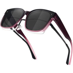 imageMEETSUN Lightweight Fit Over Glasses Sunglasses for Women Oversized Trendy Large Square Polarized Sun Glasses for DrivingRed