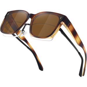 imageMEETSUN Lightweight Fit Over Glasses Sunglasses for Women Oversized Trendy Large Square Polarized Sun Glasses for DrivingTortoise