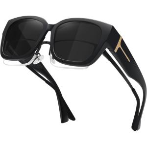 imageMEETSUN Oversized Fit Over Glasses Sunglasses for Women Men Large Trendy Polarized Sunglasses for Driving UV ProtectionXlblack Framegrey Lens