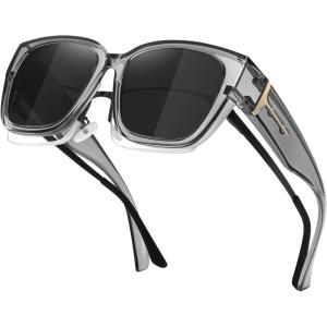 imageMEETSUN Oversized Fit Over Glasses Sunglasses for Women Men Large Trendy Polarized Sunglasses for Driving UV ProtectionXltransparent Grey Framegrey Lens