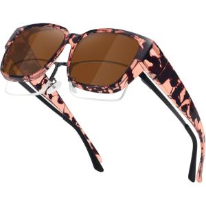 imageMEETSUN Oversized Fit Over Glasses Sunglasses for Women Men Trendy Polarized UV Protection Sun Glasses for DrivingTortoise Brown