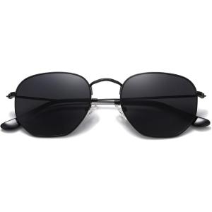 imageMEETSUN Polarized Hexagon Sunglasses for Women Men Polygon Square Sun Glasses UV400 Protection Metal FrameBlackgray