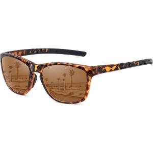 imageMEETSUN Polarized Sports Sunglasses for Women Men Driving Running Cycling Fishing Sun Glasses UV400 ProtectionLeopard Framebrown Lens