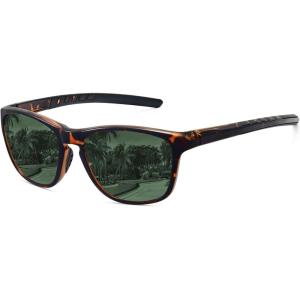 imageMEETSUN Polarized Sports Sunglasses for Women Men Driving Running Cycling Fishing Sun Glasses UV400 ProtectionTortoise Framedark Green Lens