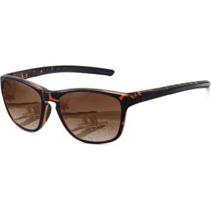 imageMEETSUN Polarized Sports Sunglasses for Women Men Driving Running Cycling Fishing Sun Glasses UV400 ProtectionTortoise Framegradient Brown Lens