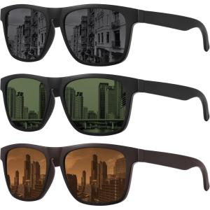 imageMEETSUN Polarized Sunglasses For Men Women UV Protection Square Frame Sport Fishing Driving Sunglasses3 Pack BlackGreenBrown