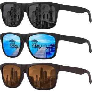 imageMEETSUN Polarized Sunglasses For Men Women UV Protection Square Frame Sport Fishing Driving Sunglasses3 Pack BlackIce BlueBrown