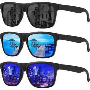 imageMEETSUN Polarized Sunglasses For Men Women UV Protection Square Frame Sport Fishing Driving Sunglasses3 Pack BlackIce BlueDark Blue
