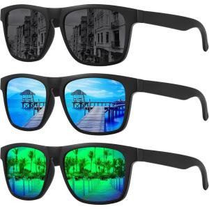 imageMEETSUN Polarized Sunglasses For Men Women UV Protection Square Frame Sport Fishing Driving Sunglasses3 Pack BlackIce BlueGreen