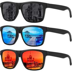 imageMEETSUN Polarized Sunglasses For Men Women UV Protection Square Frame Sport Fishing Driving Sunglasses3 Pack BlackIce BlueRed