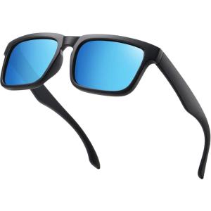imageMEETSUN Polarized Sunglasses For Men Women UV Protection Square Frame Sport Fishing Driving SunglassesMatte BlackBlue Mirrored